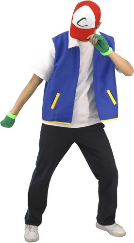 Miniatura 5 de KESEPLEI - Chaqueta de Halloween para adultos y niños, guantes para entrenador de anime, Azul Patchwork