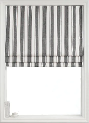 Miniatura 8 de Everyday Celebration Persianas romanas para ventanas, 100% opacas, sin cordones, rayas verticales, persianas de tela tejida, 26 pulgadas de ancho x
