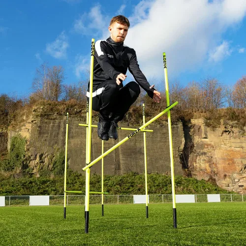 Miniatura 5 de FORZA Juego de obstáculos ajustables Pro Entrenamiento de velocidad y agilidad con bases de goma o picos de tierra para mayor estabilidad