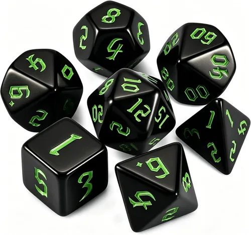 Miniatura 18 de QMAY DND Juego de Dados - 7 Piezas de Dados Poliédricos con Bolsa de Dados D&D para Mazmorras y Dragones, RPG, MTG, Juegos de Rol