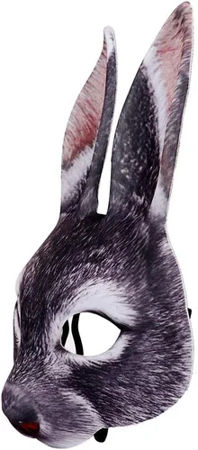 Miniatura 2 de Himine Máscara de conejo de media cara de EVA para fiesta de carnaval de Halloween Negro