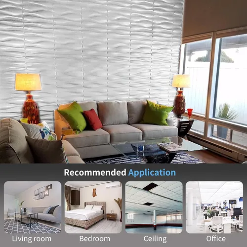 Miniatura 2 de Art3d Panel de pared decorativo 3D, 32 pies cuadrados de PVC, decoración de pared interior para sala de estar, dormitorio, vestíbulo, oficina