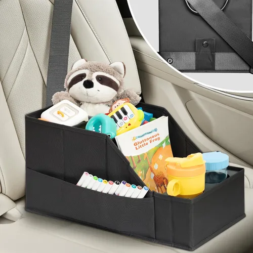 Miniatura 5 de Organizador de asiento de automóvil para asiento trasero, organizador de automóvil con 12 compartimentos de almacenamiento, 2 portavasos