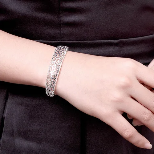 Miniatura 5 de Pulsera de plata de ley 925 chapada en plata de ley 925, pulsera de alambre cruzado de múltiples capas, pulsera abierta ajustable para adolescentes