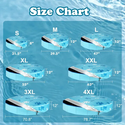 Miniatura 2 de Rypet Cubierta plegable redonda para piscina de mascotas de 71 pulgadas, fundas de piscina para niños, a prueba de fugas, lavables, accesorios