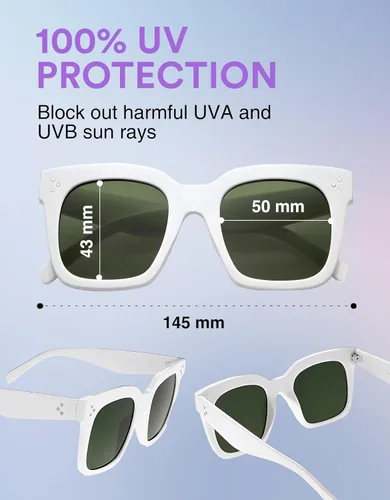 Miniatura 47 de zeroUV - Gafas de sol cuadradas retro de moda de gran tamaño para mujer estilo vintage 1.969 pulgadas