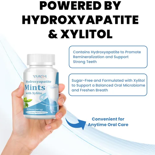 Miniatura 6 de Mentas nano hidroxiapatita – Mentas de xilitol para boca seca – Sin azúcar de hidroxiapatita – Promueve la remineralización, aliento fresco oral