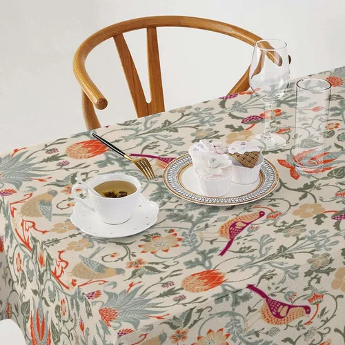 Miniatura 338 de Mantel Floral Retro de Pájaros, Diseño Original Bohemio William Morris Estampado Cubierta de Mesa para Hogar Picnic Fiesta Comedor Cocina William