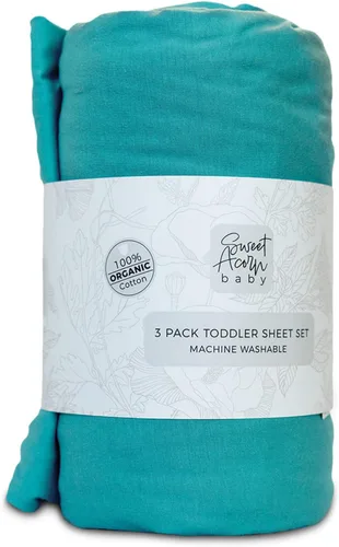 Miniatura 15 de Juego de ropa de cama de 3 piezas para niños pequeños, tejido de algodón orgánico, se adapta a cunas y colchones convertibles, 9 x 28 x 52 pulgadas