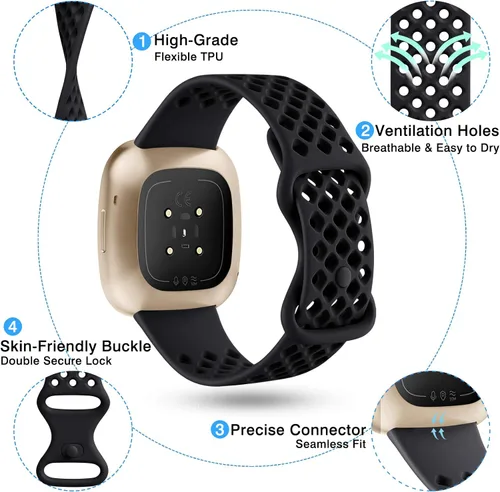 Miniatura 2 de Maledan Compatible con Fitbit Sense Band Fitbit Versa 3 Band Fitbit Sense 2 Band Fitbit Versa 4 Bandas, correa de reloj deportiva impermeable