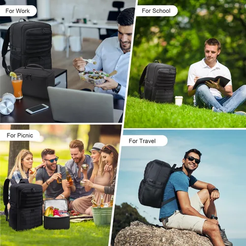 Miniatura 6 de BERTASCHE Mochila de almuerzo, mochila para laptop de 15.6 pulgadas, mochila de trabajo con hielera aislada para hombres y mujeres, mochila táctica