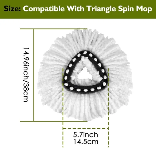 Miniatura 4 de EasyWring - Juego de 4 cabezales de repuesto para trapeador giratorio, microfibra, compatible con trapeador giratorio triangular, limpieza