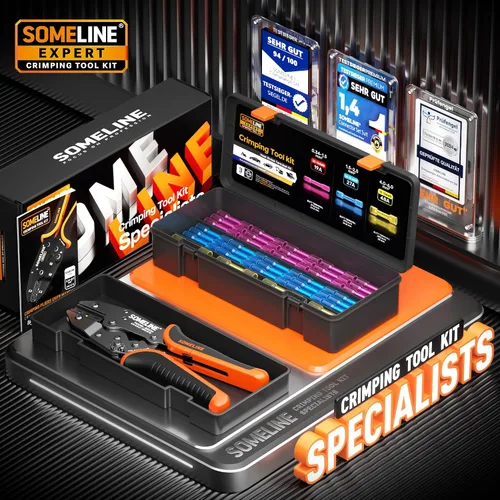 Miniatura 6 de SOMELINE - Herramienta de crimpado para kit de conectores termorretráctiles, con conectores termorretráctiles de extremo calibre 22-10 de grado