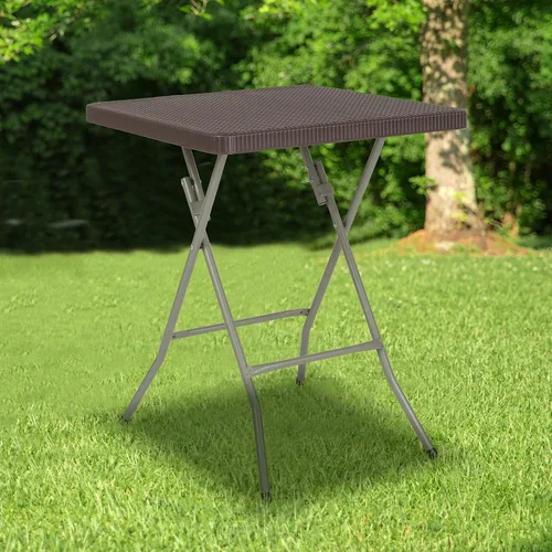 Miniatura 2 de Flash Furniture - Mesa plegable cuadrada de plástico de ratán marrón de 1.95 pies