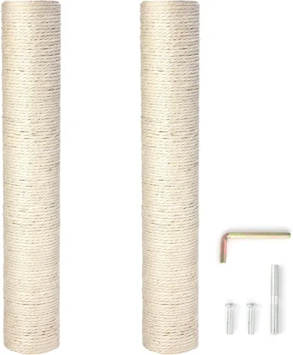 Miniatura 16 de PowerKing Poste Rascador de Repuesto de Sisal Natural, 4 Piezas de Repuestos de Poste Rascador para Gatos M8 para Reacondicionamiento, Blanco