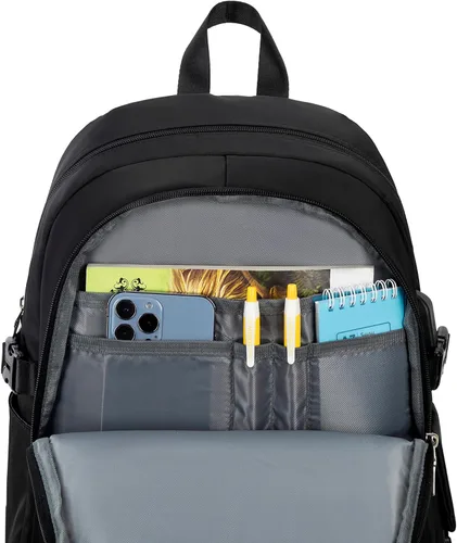 Miniatura 5 de Wadirum Conjunto de mochila escolar de moda para niña, mochila espaciosa para computadora portátil, color negro