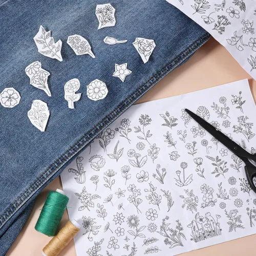 Miniatura 6 de Estabilizador soluble en agua para patrones de flores, 122 patrones de bordado para pegar y coser, papel de bordado para pegar y coser