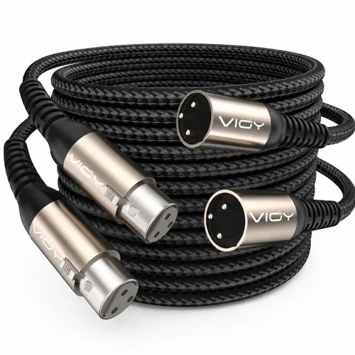 Miniatura 11 de VIOY Cable de micrófono XLR de 6.6 pies, cable de micrófono macho a hembra, cable equilibrado de 3 pines - cable de extensión XLR trenzado de nailon