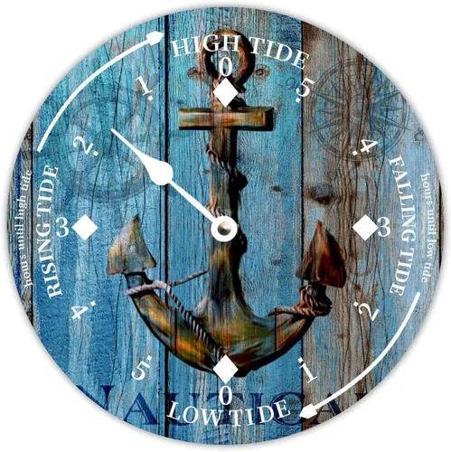 Miniatura 10 de Reloj de marea de estrella de mar oceánico, silencioso sin tictac, funciona con pilas, reloj de marea de madera, arte de pared, reloj de movimiento