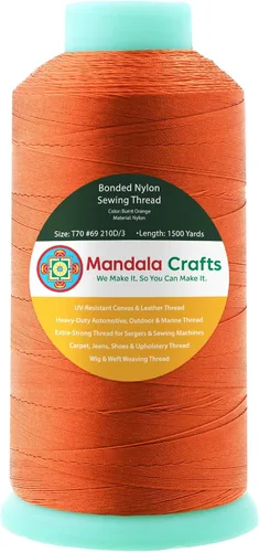 Miniatura 242 de Mandala Crafts - Hilo de nailon para coser cuero, tapicería, mezclilla y para trenzar el pelo; resistente, 1500 yardas, tamaño 69 T70 Marrón
