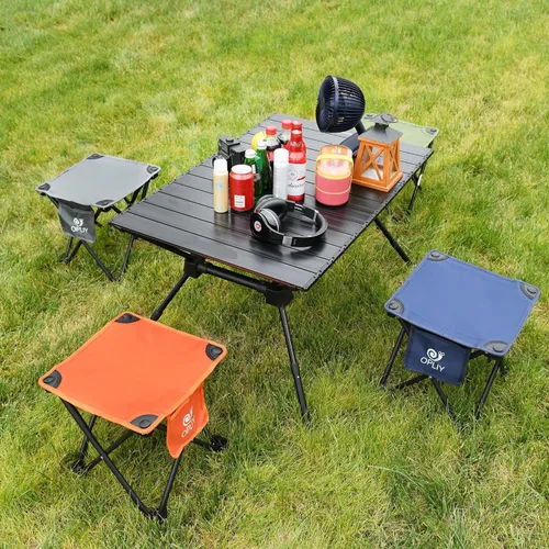 Miniatura 7 de Opliy Taburete de campamento, silla pequeña plegable, portátil, para campamento, pesca, senderismo, jardinería y playa, asiento de campamento