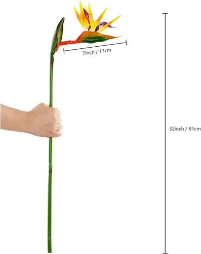 Miniatura 3 de Strelitzia - Flores artificiales de ave del paraíso de 32 pulgadas de tallo largo, 3 unidades, adecuadas para decoración del hogar y exhibición