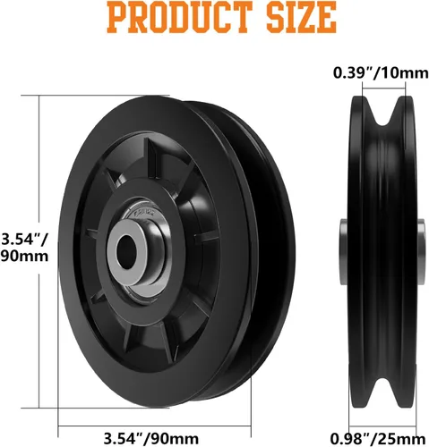 Miniatura 5 de 3.543 in/3.5 "Sistema de polea de entrenamiento de gimnasio Rueda de rodamiento de nylon Reemplazar para equipo de gimnasio Parte Cable Máquina