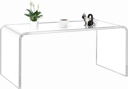 Miniatura 12 de Mesa auxiliar acrílica, mesa de centro iridiscente arcoíris con cubierta de mesa de PVC, muebles de acrílico transparente, mesita de noche redonda
