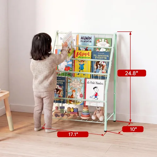 Miniatura 2 de JAQ Kids Bookshelf for Toddlers, 4-Tier Forward Facing Book Display Shelf for Nursery, Playroom & Classroom, Easy Assembly Sling Bookshelf for Small