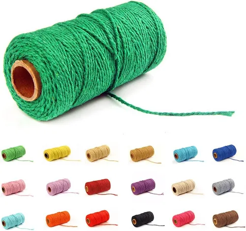 Miniatura 12 de Cordón de macramé de algodón 2 mm x 109 yardas, cuerda de algodón colorida para manualidades DIY, ganchos de plantas (Beige)