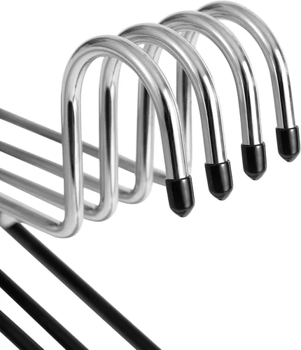 Miniatura 5 de VASLIM Perchas extra anchas para cortinas y mantas, revestidas en vinilo negro resistente y antideslizante - Soporta hasta 40 libras - Ideal