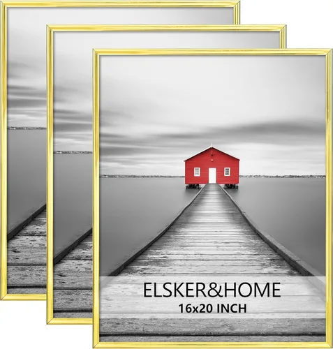 Miniatura 34 de ELSKER&HOME 18x24 Marco para Póster 3 Pack, Marco Plateado para Montaje Horizontal o Vertical en la Pared, Resistente y a Prueba de Arañazos