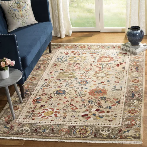 Miniatura 24 de SAFAVIEH Kashan Collection - Alfombra de área de 2 x 3 pies, color beige y gris pardo, diseño oriental tradicional, no desprende pelusa y de fácil