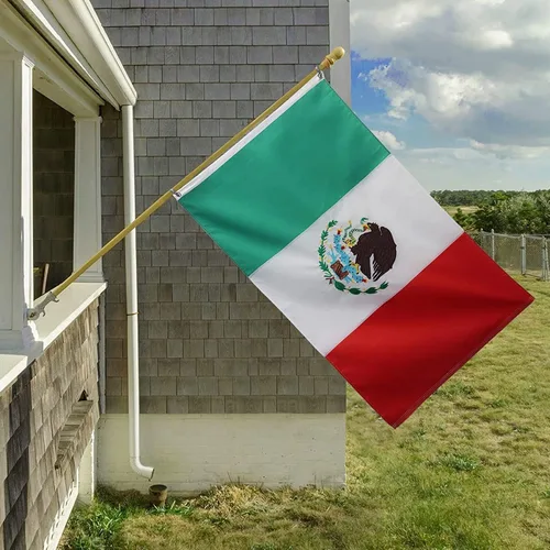 Miniatura 7 de FLAGWIN Bandera mexicana de 3 x 5 pies, bandera mexicana bordada resistente con 2 ojales de latón y rayas cosidas de doble costura, bandera