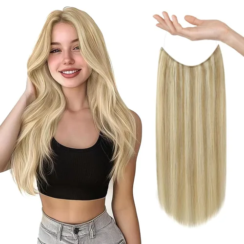 Miniatura 35 de Sunny - Extensiones de cabello humano real, con cable/hilo y clips ajustables, aplicación invisible, 2.82 onzas, 12 pulgadas, color rubio cenizo