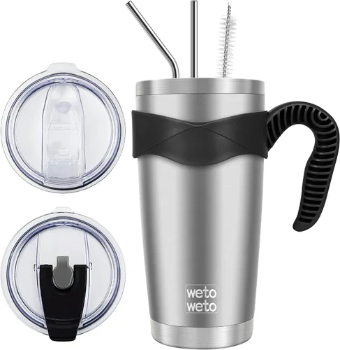 Miniatura 12 de WETOWETO - Vaso de viaje con aislamiento de 20 onzas, de acero inoxidable, con doble pared, a prueba de fugas, taza de café con revestimiento