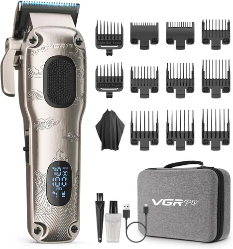 Miniatura 7 de VGRPRO Cortapelos para hombres profesionales, inalámbricas y con cable para cortar el cabello con estuche de paquete, kit de aseo eléctrico para uso