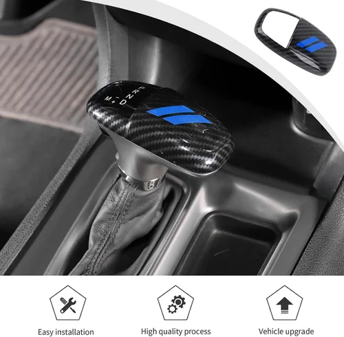 Miniatura 6 de JWWY Pomos de palanca de cambios para Dodge Challenger Charger 2015-2025+ Durango 2018-2023, accesorios interiores, fibra de carbono azul