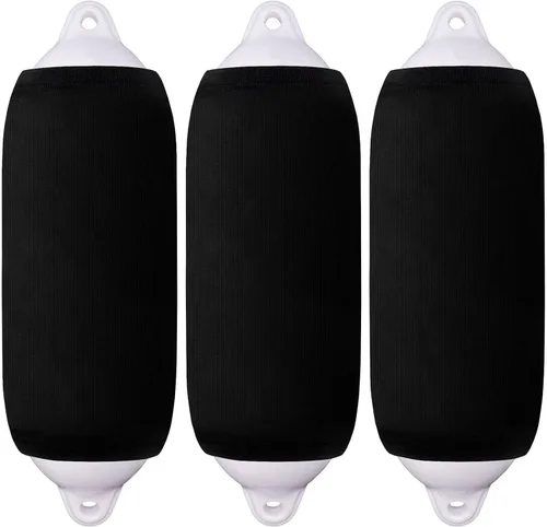 Miniatura 8 de Boat Fender Covers 8" x 22"/10" x 26"/ 6" x 18" Fender Covers Marine Boat Bumper Sleeves for Twin Eye & Center Rope Tube Style Fenders, Black & Navy