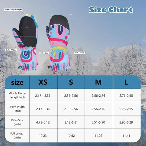 Miniatura 6 de EGOJIN Guantes cálidos de invierno para niños, guantes de esquí de nieve para clima frío, resistentes al viento, impermeables, compatibles con 3M