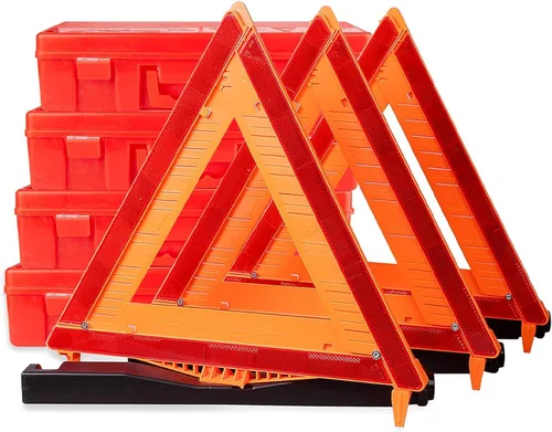 Miniatura 9 de CARTMAN Paquete de 3 triángulos de advertencia, reflector de emergencia, triángulos de emergencia para vehículos, kit de triángulos con estuche