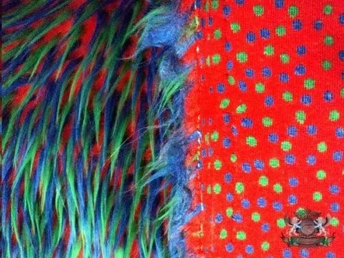 Miniatura 2 de Tela sintética de 3 tonos, piel sintética, color rojo, verde y azul, 60 pulgadas de ancho, vendido por The Yard