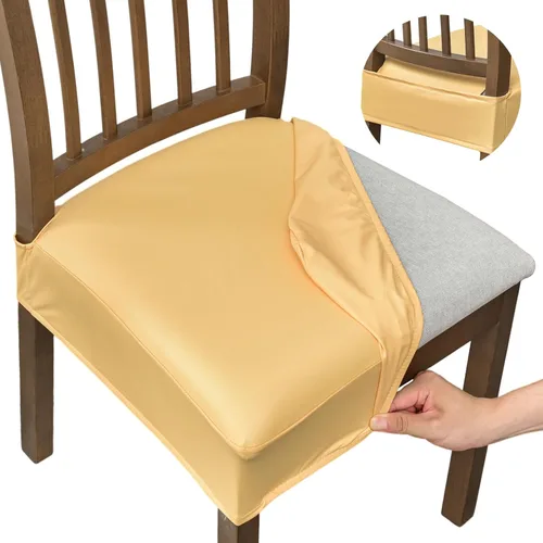 Miniatura 17 de NILUOH Fundas impermeables para asientos de sillas de comedor, juego de 2, fundas de asiento de cuero PU para sillas de comedor, fundas de asiento