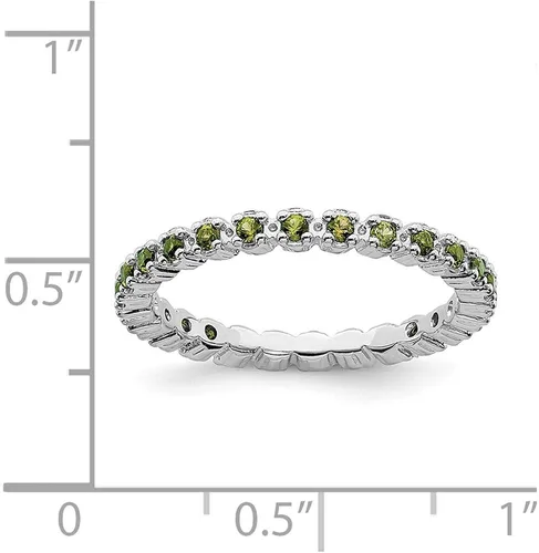 Miniatura 5 de Anillo de plata de ley 925 maciza apilable con piedra de agosto verde peridoto