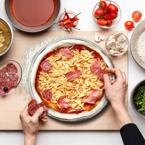 Miniatura 6 de Elsjoy - Paquete de 4 bandejas de pizza de acero inoxidable de 13 pulgadas, bandeja de pizza grande y gruesa para hornear, bandeja antiadherente