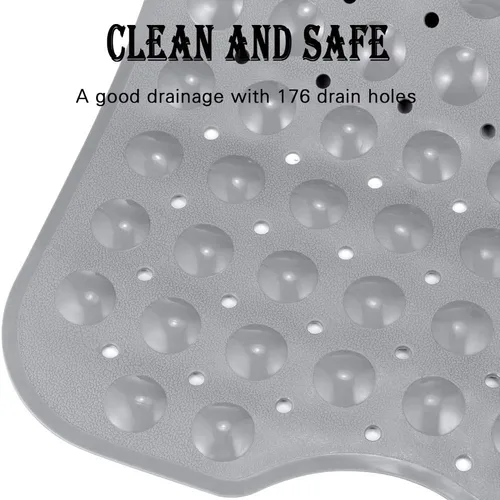 Miniatura 4 de YINENN Tapete de ducha para bañera de 40 x 16 pulgadas, antideslizante y extragrande, tapete para bañera con ventosas, lavable a máquina, con Gris