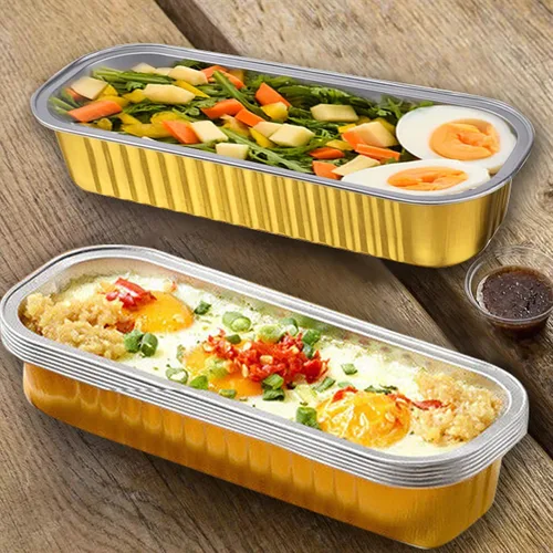 Miniatura 4 de 100 juegos de mini moldes para pasteles con tapas, mini moldes para pan, moldes rectangulares de aluminio para hornear, recipientes para ramequines