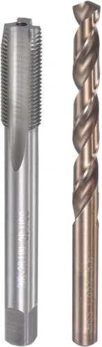 Miniatura 8 de uxcell 3/8-16 UNC Straight Flute Thread Tap y 0.311 in Twist Drill Broca Set, M35 Cobalto de alta velocidad Máquina de acero roscado Herramienta