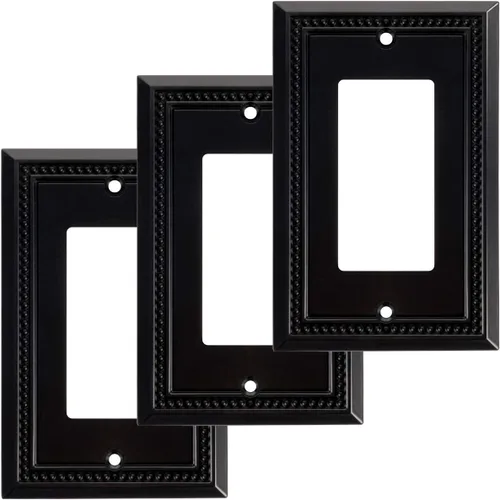 Miniatura 11 de Henne Bery Sunken Pearls - Placa de interruptor/placa de pared y cubierta de salida (decorador individual, 2 unidades, negro mate)