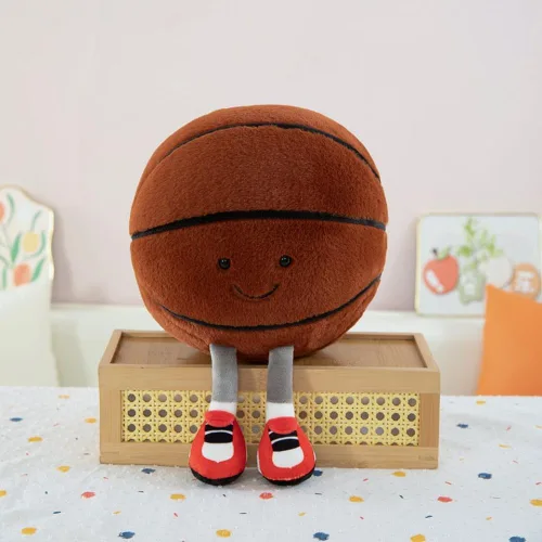 Miniatura 4 de Pelotas de baloncesto de 9.8 pulgadas, suaves y divertidas, pelota de felpa creativa con pies, muñecos de fútbol, juguetes suaves esféricos